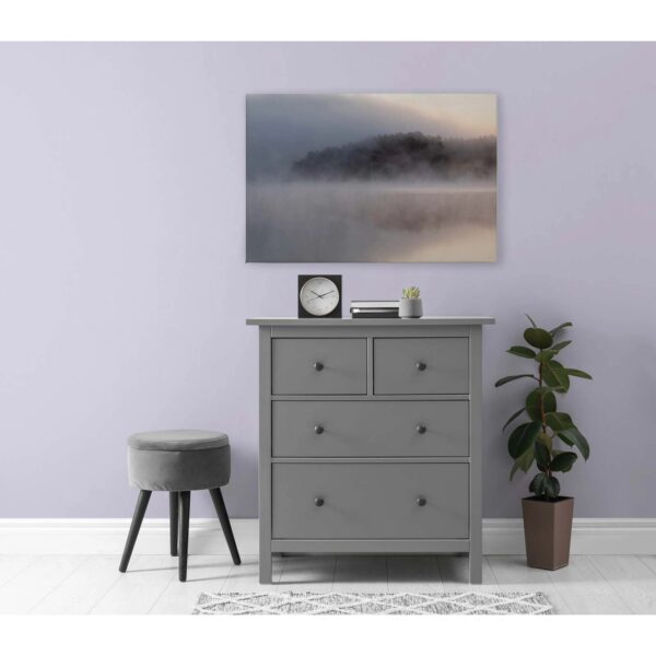 Bricoflor Bild Wald In Nebel Romantisch Leinwandbild See Und Nebel 120 X 80 Cm Leinwand Mit Landschaft Groß Für Schlafzimmer