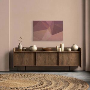 Bricoflor Bilder Mit Dreieck Muster Geometrisches Leinwandbild Rot Pink In Betonoptik Wandbild Für Kinderzimmer Und Bad 90 X 60 Cm