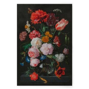 Bricoflor Bilder Stillleben Von Blumen Auf Schwarzem Hintergrund Gemälde Leinwand Bunt In 80 X 120 Cm Kunst Wandbild Vintage Stil