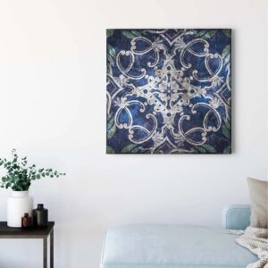 Bricoflor Blaues Wandbild Im Marokkanischen Stil Ornament Leinwand Bild Im Boho Chic Für Küche Und Schlafzimmer Orientalisches Bild In Mosaik Optik