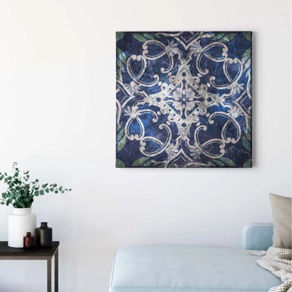 Bricoflor Blaues Wandbild Im Marokkanischen Stil Ornament Leinwand Bild Im Boho Chic Für Küche Und Schlafzimmer Orientalisches Bild In Mosaik Optik