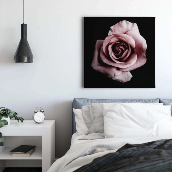 Bricoflor Blumen Bild In Altrosa Und Schwarz Rose Auf Hintergrund In Schwarz Ideal Für Schlaf Und Wohnzimmer Romantisches Leinwandbild Quadratisch