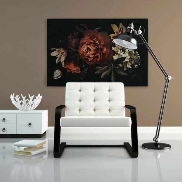 Bricoflor Blumen Bild Vintage Schwarzes Wandbild Für Esszimmer Und Küche Leinwandbild Mit Stillleben Rosen Lilien In 120 X 80 Cm