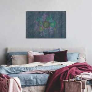 Bricoflor Blumen Leinwand Bild In Blau Und Grün Modernes Wandbild Mit Holz Design Ideal Für Schlafzimmer Modernes Blumenbild Auf Canvas Und Keilrahmen