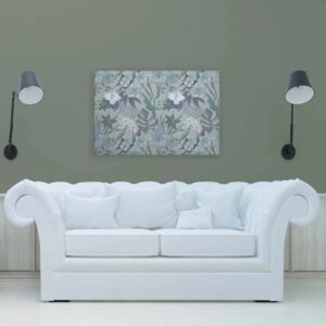 Bricoflor Botanical Bilder Tropische Blätter Mint Hellblau Leinwandbild Monstera Schmetterling Und Blumen Dschungel Bild 120 X 80