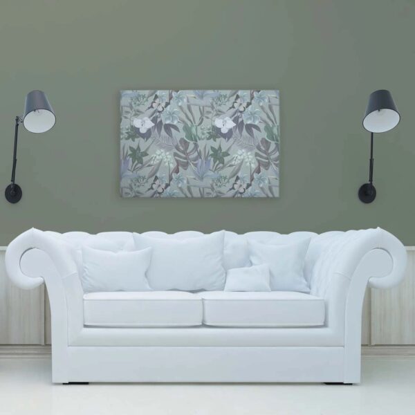 Bricoflor Botanical Bilder Tropische Blätter Mint Hellblau Leinwandbild Monstera Schmetterling Und Blumen Dschungel Bild 120 X 80