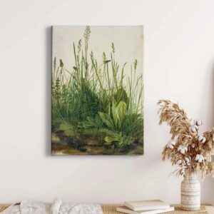 Bricoflor Botanik Bild In Grün Und Beige Leinwand Bild Mit Wiese Ideal Für Wohnzimmer Im Landhausstil Pflanzen Wandbild Im Vintage Stil Im Hochformat