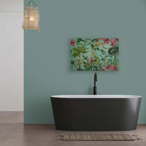 Bricoflor Botanik Bild Türkis Grün Leinwandbild Mit Dschungel Motiv Und Vogel Deko Wandbild Exotisch 90 X 60 Cm Für Wohnzimmer