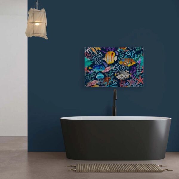 Bricoflor Buntes Bild Unterwasserwelt Für Kinderzimmer Und Badezimmer Leinwandbild Mit Fischen Und Korallen In 90 X 60 Cm
