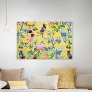 Bricoflor Buntes Leinwand Bild Mit Paradiesvogel Mandala Wandbild Mit Vogel Und Blumen Für Wohn Und Schlafzimmer Grafisches Canvas Leinwandbild Gelb