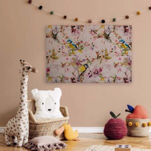 Bricoflor Buntes Wandbild Einheimische Vögel Deko Bild Für Wohnzimmer Und Kinderzimmer Leinwandbild Mit Blaumeise 120 X 80 Cm
