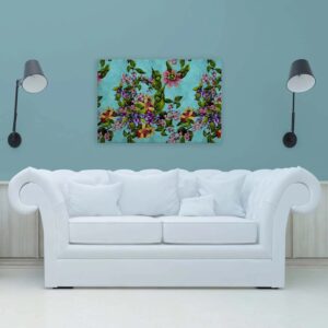 Bricoflor Buntes Wandbild Mit Blumen Mediterran Botanical Bild Auf Leinwand Tropisch Ideal Für Bad Und Wohnzimmer In 120 X 80 Cm