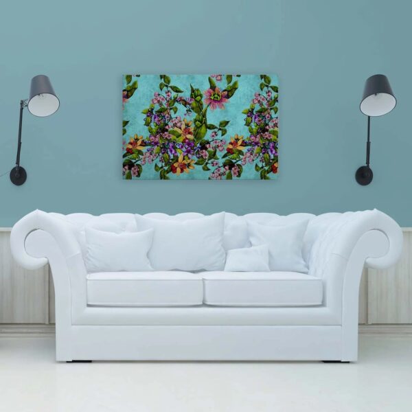 Bricoflor Buntes Wandbild Mit Blumen Mediterran Botanical Bild Auf Leinwand Tropisch Ideal Für Bad Und Wohnzimmer In 120 X 80 Cm