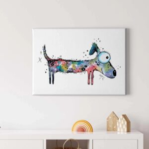Bricoflor Buntes Wandbild Mit Hund Moderne Kunst Leinwand Bild Mit Tier Motiv Ausgefallenes Leinwandbild Ideal Für Kinderzimmer Und Küche