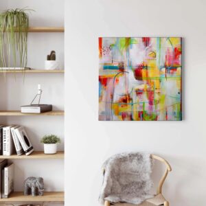 Bricoflor Buntes Wandbild Moderne Kunst Abstraktes Leinwandbild Ideal Für Wohnzimmer Und Büro Kunstdruck Bild Im Gemälde Stil