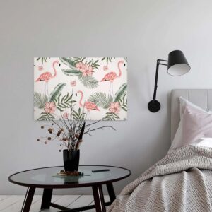 Bricoflor Canvas Leinwand Bild Mit Flamingo Rosa Hibiskus Wandbild Auf Keilrahmen Für Schlafzimmer Leinwandbild Mit Palmenblättern Und Hawaii Blumen