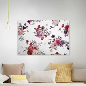 Bricoflor Canvas Leinwand Bild Mit Rosen Wohnzimmer Und Schlafzimmer Wandbild Mit Blumen Im Vintage Stil Keilrahmenbild In Rosa Rot Und Lila