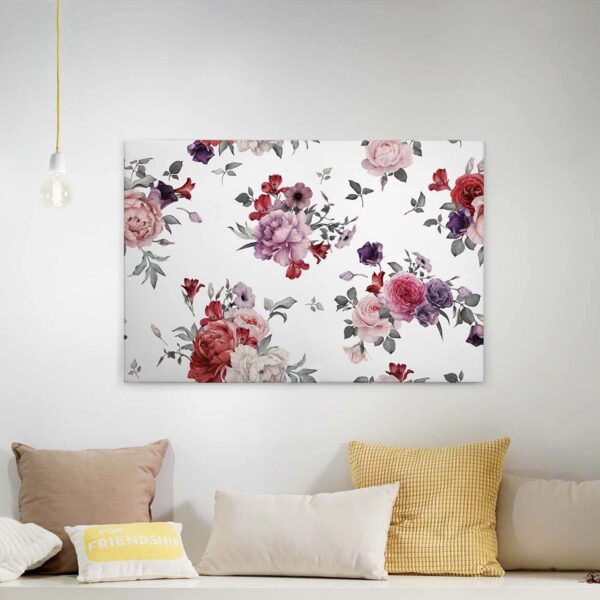 Bricoflor Canvas Leinwand Bild Mit Rosen Wohnzimmer Und Schlafzimmer Wandbild Mit Blumen Im Vintage Stil Keilrahmenbild In Rosa Rot Und Lila