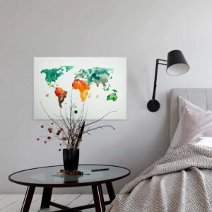 Bricoflor Canvas Leinwand Mit Weltkarte In Orange Und Grün Landkarte Als Bild Auf Leinwand Für Kinderzimmer Und Wohnzimmer Keilrahmen Wandbild