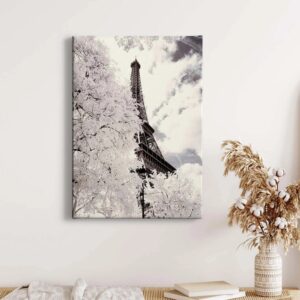 Bricoflor Eiffelturm Leinwand Bild Vintage Paris Bild In Schwarz Weiß Für Schlafzimmer Und Wohnzimmer Keilrahmenbild Mit Stadt Motiv