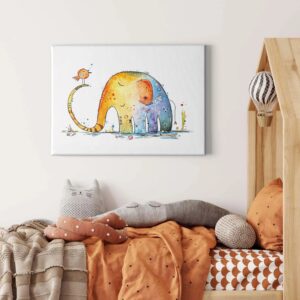 Bricoflor Elefant Wandbild Im Gemälde Stil Kunst Leinwand Bild Mit Tieren Für Kinderzimmer Und Schlafzimmer Buntes Bild Auf Keilrahmen