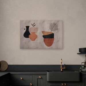 Bricoflor Ethno Bilder In Beige Terracotta Leinwandbild Mit Kunst Motiv 90 X 60 Cm Wandbild Mit Vasen Für Küche Und Wohnzimmer
