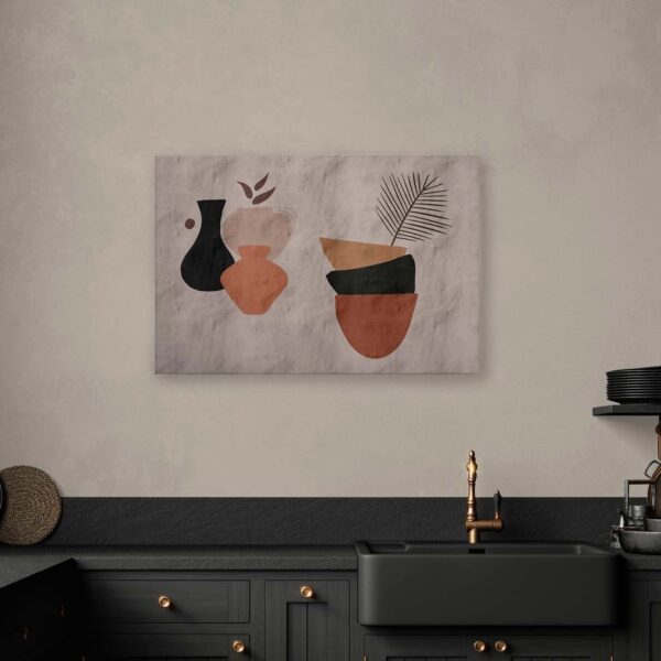 Bricoflor Ethno Bilder In Beige Terracotta Leinwandbild Mit Kunst Motiv 90 X 60 Cm Wandbild Mit Vasen Für Küche Und Wohnzimmer