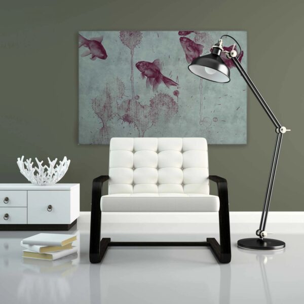 Bricoflor Fisch Bild Auf Leinwand In Wasserfarben Optik Aquarell Wandbild Goldfische Blau Grau Mit Farbklecksen In 120 X 80 Cm