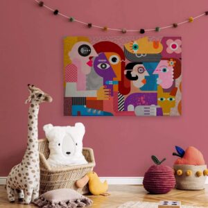 Bricoflor Frau Im Badeanzug Deko Wandbild Im Pop Art Stil 60Er Jahre Leinwandbild Schwarz Rot In 120 X 80 Cm Für Schlafzimmer