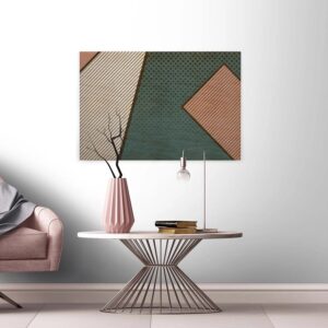 Bricoflor Geometrisches Bild Auf Leinwand Im Pop Art Stil Grafik Wandbild In Grün Und Beige Ideal Für Büro Und Wohnzimmer Modernes Canvas Leinwandbild