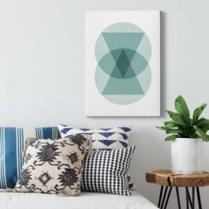Bricoflor Geometrisches Bild Mit Dreieck Design Grafik Wandbild In Weiß Und Türkis Für Schlafzimmer Und Büro Modernes Leinwandbild Mit Kreisen