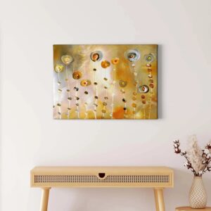 Bricoflor Goldenes Bild Mit Blumen Abstrakt Kunst Leinwand Bild In Gemälde Optik Mit Abstrakter Malerei Kunstdruck Wandbild Ideal Für Wohnzimmer