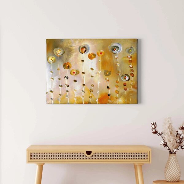 Bricoflor Goldenes Bild Mit Blumen Abstrakt Kunst Leinwand Bild In Gemälde Optik Mit Abstrakter Malerei Kunstdruck Wandbild Ideal Für Wohnzimmer