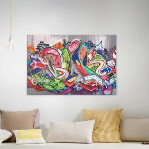 Bricoflor Graffiti Bild Auf Leinwand Bunt Street Art Wandbild Für Wohnzimmer Und Jugendzimmer Urbanes Canvas Keilrahmenbild Für Teenager