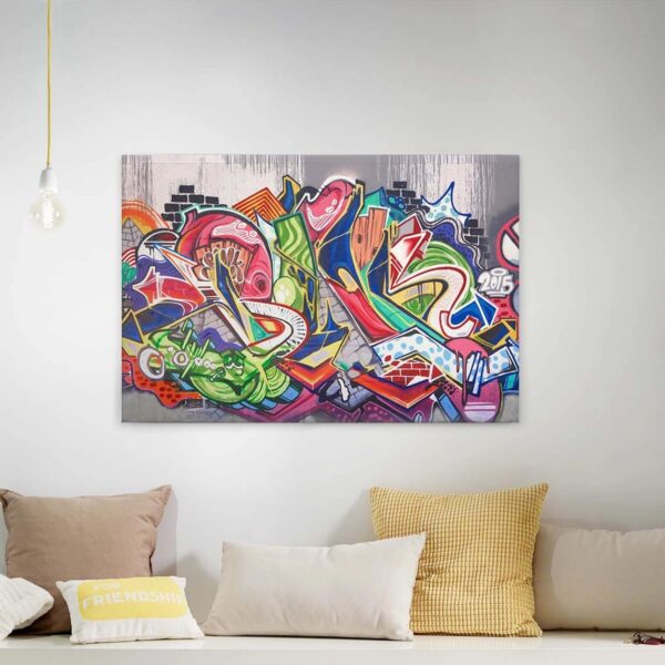 Bricoflor Graffiti Bild Auf Leinwand Bunt Street Art Wandbild Für Wohnzimmer Und Jugendzimmer Urbanes Canvas Keilrahmenbild Für Teenager