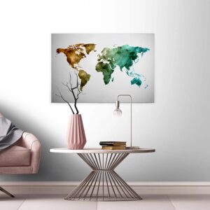 Bricoflor Grafisches Wandbild Mit Weltkarte Buntes Leinwandbild Ideal Für Kinderzimmer Und Wohnzimmer Canvas Leinwand Mit Geometrischem Design