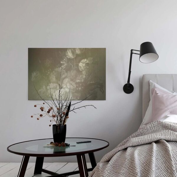 Bricoflor Graues Wandbild Mit Blumen Ölgemälde Leinwand Bild Mit Rosen Und Tulpen Wohnzimmer Und Esszimmer Bild Im Stillleben Stil Auf Canvas