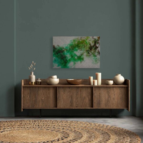 Bricoflor Grünes Bild Abstrakte Kunst Modern Leinwandbild Geometrisch Mit Pixeln Farbverlauf Leinwand Für Wohnzimmer 120 X 80 Cm