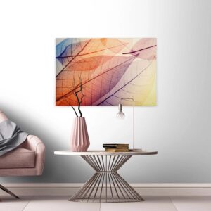 Bricoflor Herbst Bild Mit Blättern Flur Und Wohnzimmer Leinwandbild In Orange Und Lila Canvas Keilrahmenbild Ideal Für Büro Und Diele
