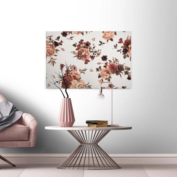 Bricoflor Herbstblumen Bild Mit Rosen Vintage Canvas Leinwandbild Für Wohnzimmer Und Schlafzimmer Keilrahmenbild In Weiß Und Orange Braun