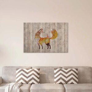 Bricoflor Holz Leinwand Bild Mit Fuchs Rustikales Wandbild Mit Fuchs Motiv Ideal Für Kinder Und Schlafzimmer Herbst Leinwandbild In Beige Und Orange
