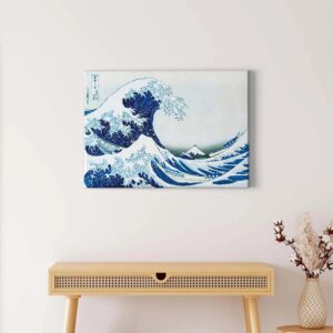 Bricoflor Japanische Welle Bild Modernes Leinwand Bild Mit Japan Motiv In Weiß Und Blau Asiatisches Wandbild Für Wohnzimmer Und Schlafzimmer