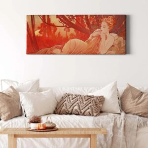 Bricoflor Jugendstil Wandbild In Orange Ausgefallenes Leinwand Bild Der 20Er Jahre Schlafzimmer Leinwandbild Mit Frauen Motiv Im Art Nouveau Stil