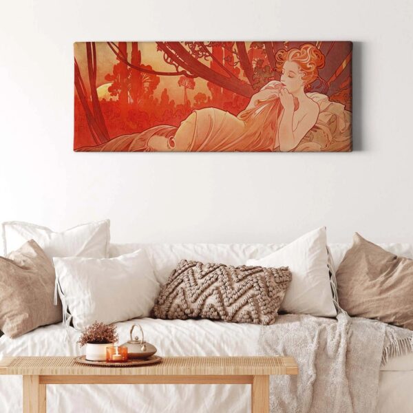 Bricoflor Jugendstil Wandbild In Orange Ausgefallenes Leinwand Bild Der 20Er Jahre Schlafzimmer Leinwandbild Mit Frauen Motiv Im Art Nouveau Stil