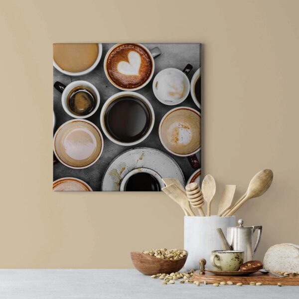 Bricoflor Kaffeetassen Bild Auf Leinwand Küchenbild Mit Café Motiv Ideal Für Baristas Küchen Leinwandbild In Beige Und Braun In Industrial Optik