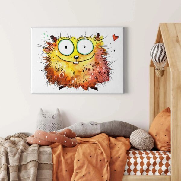 Bricoflor Kinderzimmer Bild Mit Hamster Leinwand Bild Mit Tier Motiv In Orange Und Rot Babyzimmer Wandbild Mit Fantasie Design Auf Keilrahmen