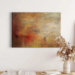 Bricoflor Kunst Bild Leinwand Abstraktes Wandbild Ölgemälde Optik Ideal Für Wohnzimmer Und Büro Impressionistisches Leinwandbild In Orange Und Beige