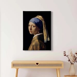 Bricoflor Kunstdruck Leinwand Bild Im Ölgemälde Stil Nostalgie Wandbild Mit Frau Und Perlenohrring Porträt Leinwandbild Ideal Für Wohnzimmer