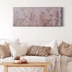Bricoflor Lavendel Bild Auf Leinwand Blumenwiese Wandbild In Flieder Lila Ideal Für Schlafzimmer Und Küche Provence Leinwandbild Mit Lavendelfeld