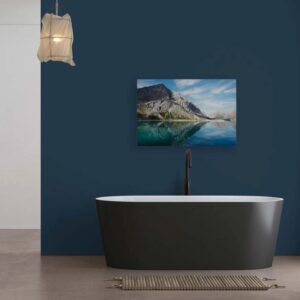 Bricoflor Leinwand Bergsee In 120 X 80 Cm Deko Wandbild Berge Und See Blau Alpen Leinwandbild Romantisch Für Schlafzimmer Und Bad